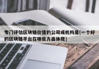 专门评估区块链价值的公司或机构是[一个好的区块链平台在哪些方面体现]